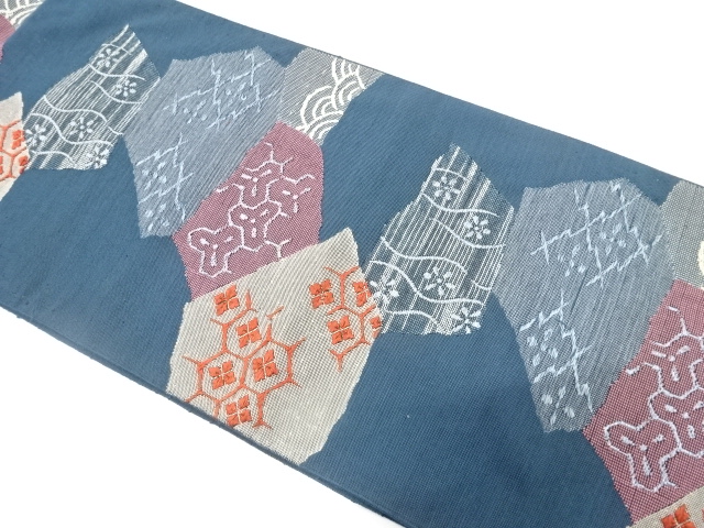 JAPANESE KIMONO / ANTIQUE NAGOYA OBI / SILK / WOVEN CLASSICAL PATTERN